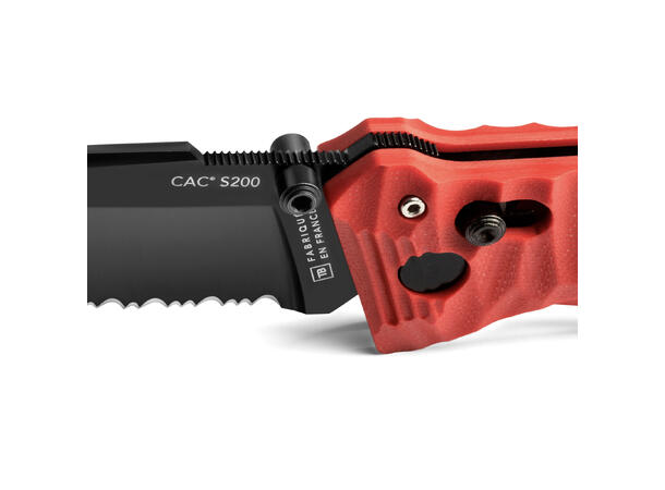 CAC S200 RED TOXIFIED G10 HDL SERRATION IN BOX 