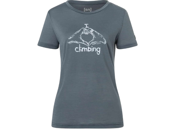 W I Love Climbing Tee Turbulence Blue/Heather Blue L 