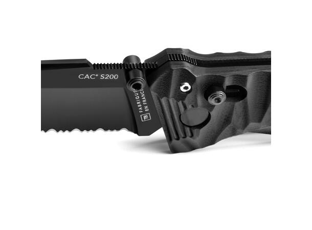 CAC S200 BLACK TOXIFIED G10 HDL SERRATION IN BOX 