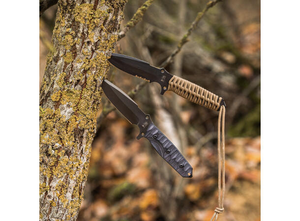 MARAUDEUR KNIFE BLACK G10 Overlevelseskniv, serratert blad 