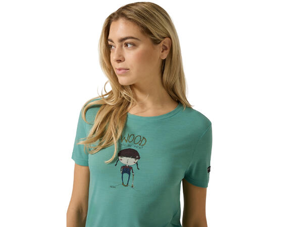W Wood Craftine Tee Lagoon Green/Various XS 